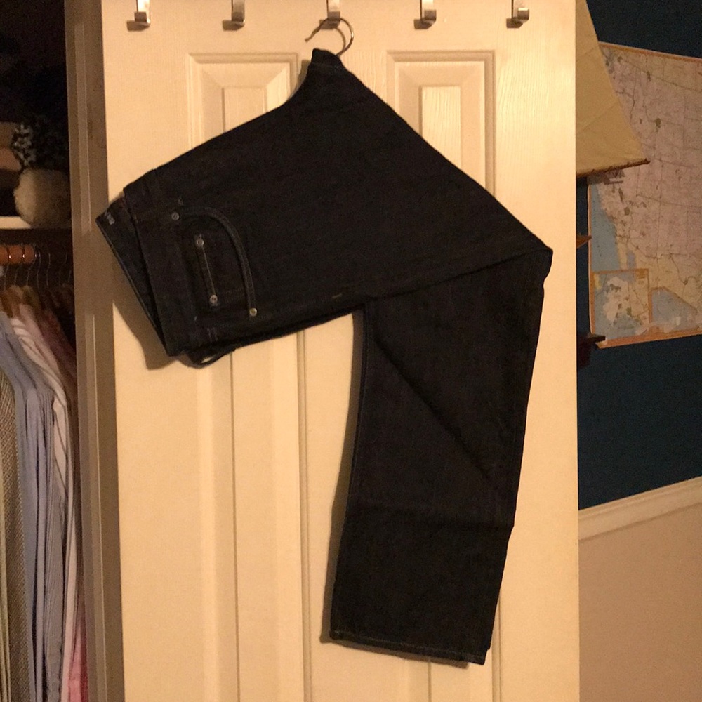 Dark wash slim straight jeans